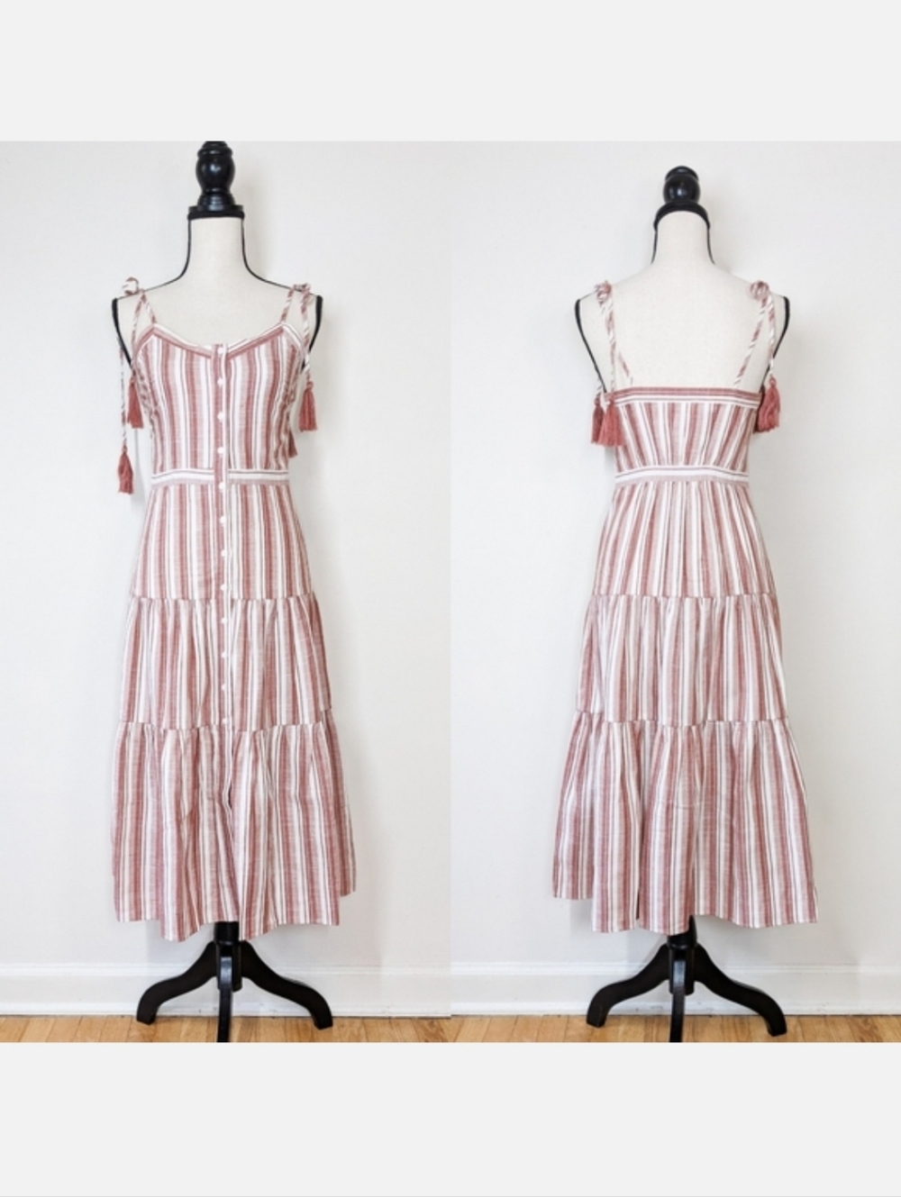 🦋LAST🦋 NWT Storia Striped Cotton Midi Dress, Size Large